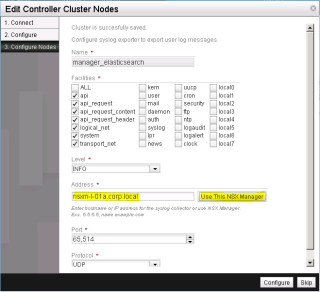 Figure 5: Connect to NSX Controller Cluster - Step 3 