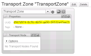 Figure 10: UUID of the new Transport Zone 