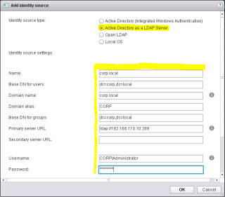Figure 10: Add an identity source with Active Directory as a LDAP Server 