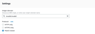 Figure 3: CloudFront distribution with hostname ‘invalid.invalid’ as dummy origin. 